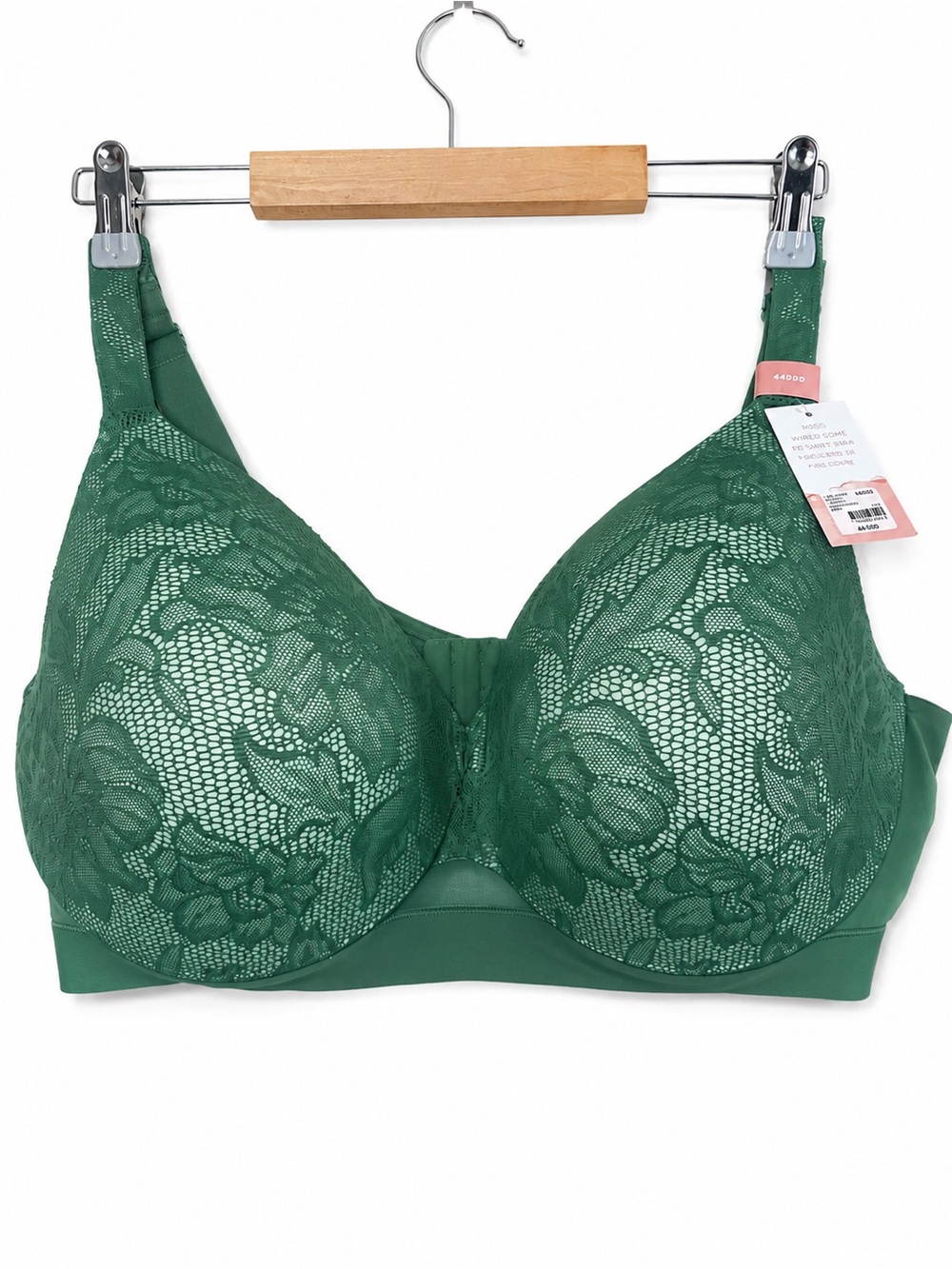 NWT Cacique 44DDD Green Lace Full Coverage Underwire Bra Plus Size